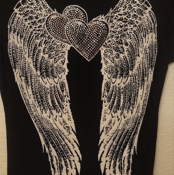 S-Twelve Clothing Co. Black T-Shirt with Rhinestone Womens Size Medium - Picture 5 of 5